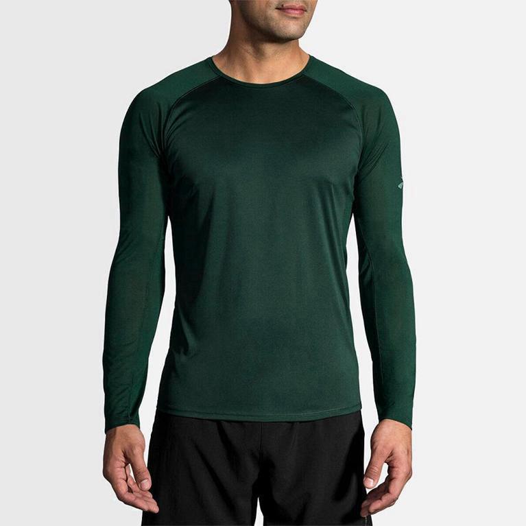 Brooks Stealth Camiseta Manga Longa Para Corrida Homem Verdes (32869VQZN)